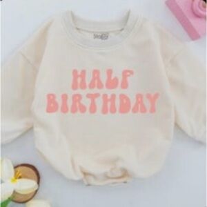 Half Birthday Baby Romper - Cream